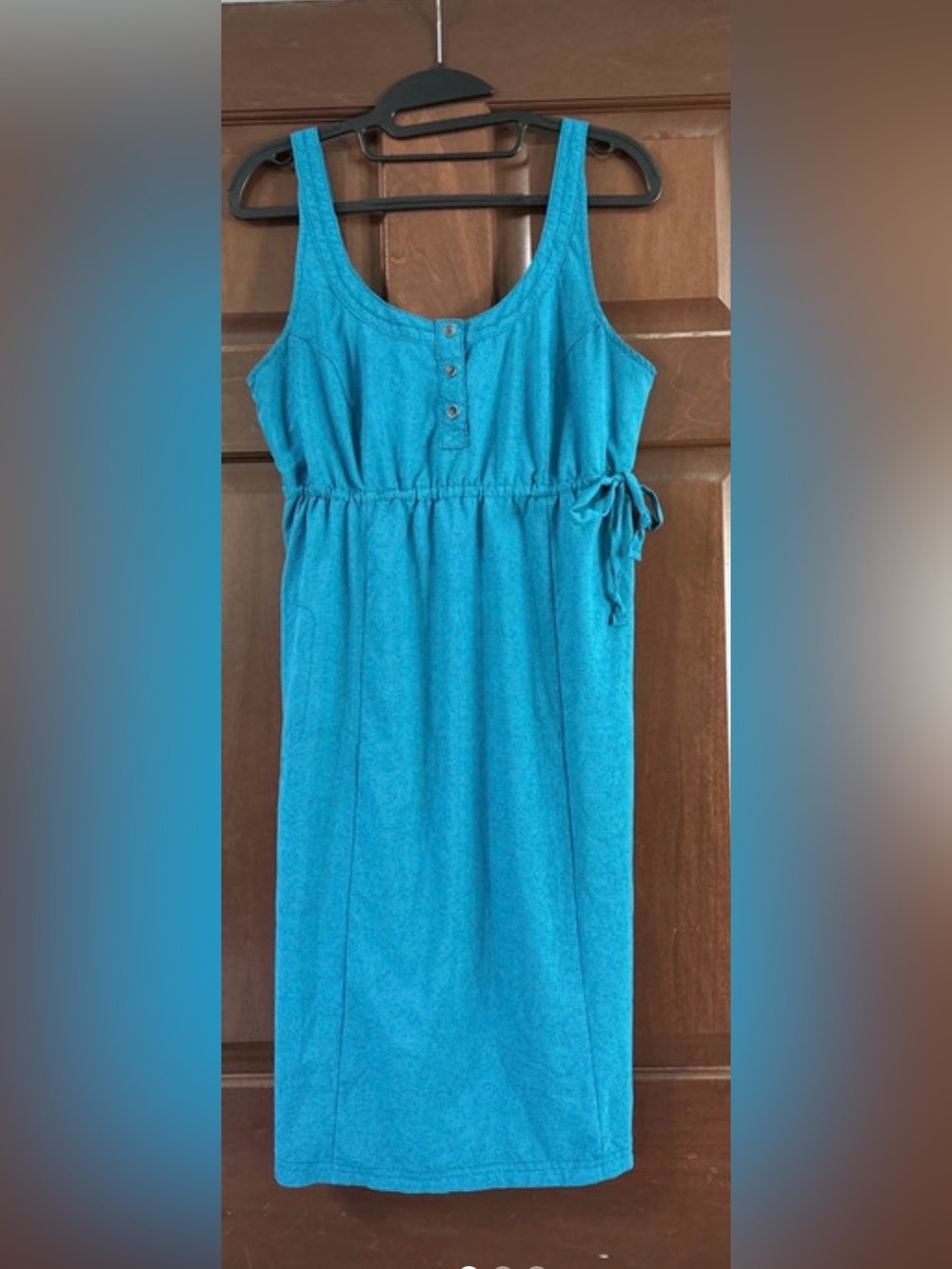Eddie Bauer Performance Active Sleeveless Henley Blouson Dress turquoise small